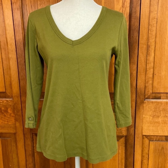 J. Jill Perfect Pima V-Neck 3/4 Sleeve Top - Picture 1 of 7